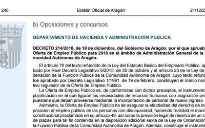 Oferta empleo público 2018 de la Comunidad de Aragón